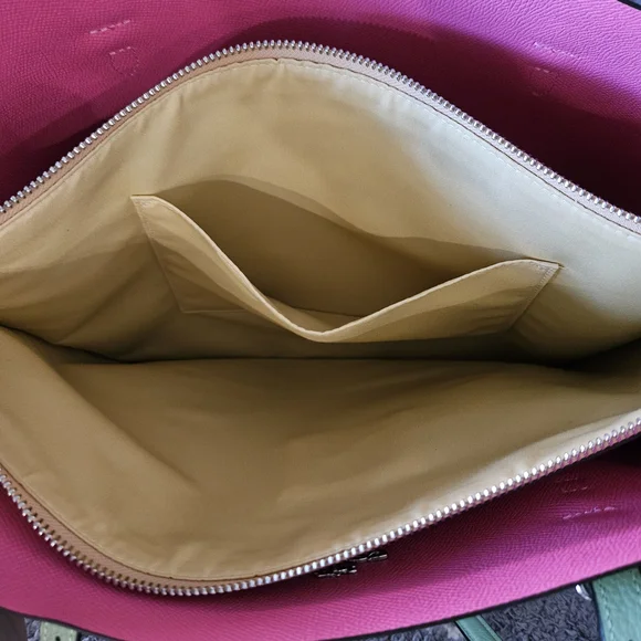 Coach Leather Tote — Mint Exterior with Pink Interior - Picture 6 of 10
